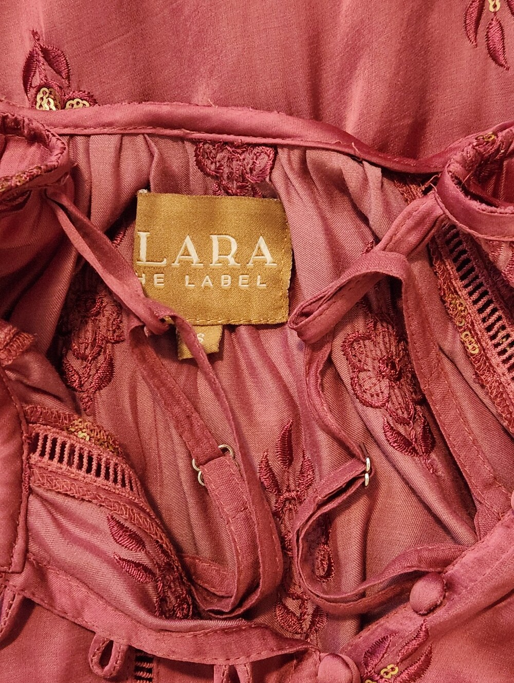 💖Clara The Label💖 - Berry Pink Boho Dress w/Gold Sequin Accents - Picture 9 of 14
